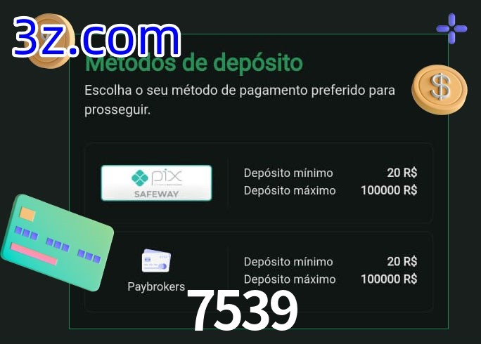 O cassino 7539 oferece uma grande variedade de métodos de pagamento